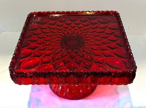 Vintage Red Mosser Glass Elizabeth Cake Stand
