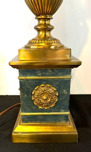 1950s Marble and Bronze Rams Head Draped Lamp