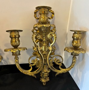 Vintage Solid Brass Victorian Wall Mount Candle Holders