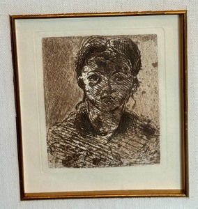 Framed Paul Cezanne Etching and Aquatint with Roulette Head of a Young Girl