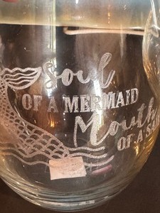Decorative Platter and Pair of Fun Glass Mermaid Themed Tumblers
