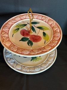 Vintage Two Tiered Hand Painted Italian Tid Bid Tray