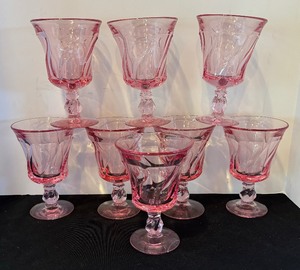 Set of 8 Fostoria Pink Jamestown Goblets