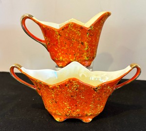 Mid Century Creamer Pitcher and Sugar Dish Set by Meito
