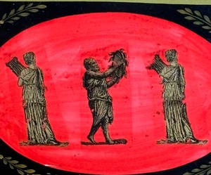 Vintage Italian Tole Peinte Tray with Neoclassical Design