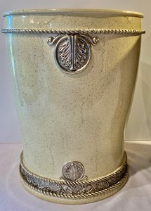 Pretty Petite Decorative Garbage Cans  Planters Including Macys Charter Club Resin Victorian Style Beige