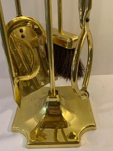 Polished Brass Fireplace Tool Set