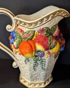 Pair of Fitz and Floyd Ceramic Christmas Pitchers