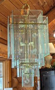 Large Brass and Glass Vintage Chandelier from the Silver Tree Hotel in Aspen