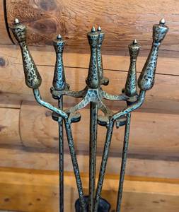 Elegant Bronze Fireplace Tool Set