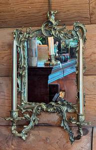 Ornate Antique Candleholder Wall Mirror