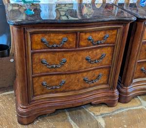 Pair of Elegant Faux Marble Topped Side Tables