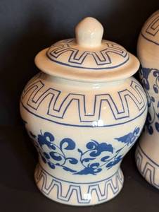 Blue and White Ceramic Canister Set