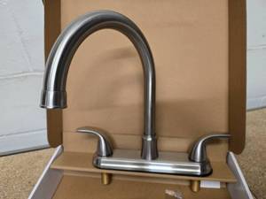 lot 25 image: Seasons New Raleigh Two Handle Gooseneck Kitchen Faucet