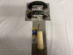 2 Square Knotched Towels and 1 V Notch Trowel
