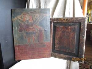 lot 21 image: Vintage Archangel painting on canva...