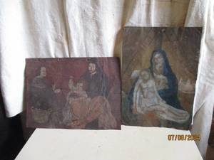 lot 66 image: Pair of Vintage retablo oil paintin...