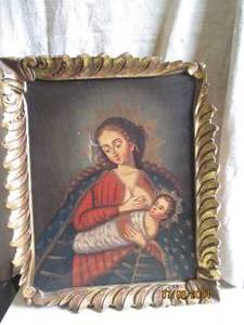 lot 78 image: Vintage oil on canvas Mary nursing ...