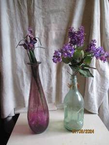 lot 86 image: Set of Glass bottle style vases wit...