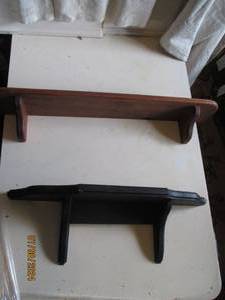 lot 88 image: Two solid Wood hand crafted wall sh...