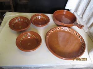 lot 107 image: Lot of Vintage hand painted clay bo...
