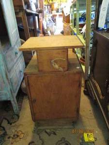 lot 110 image: Vintage abstract Wood side table wi...