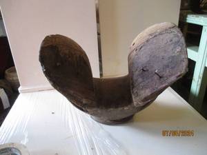 lot 119 image: Antique carved wood riding saddle h...
