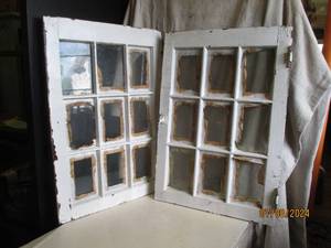 lot 122 image: Pair of Vintage 9-pane windows appr...