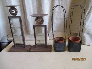 lot 151 image: Abstract metal candle holder decor...