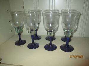 lot 156 image: Vintage colbert blue stemmed hand b...