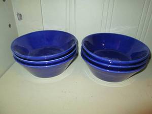 lot 420 image: 6pc Cobalt blue ceramic bowl set...