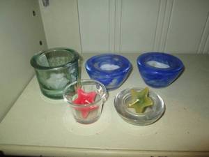 lot 434 image: Vintage colored glass votive holders