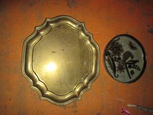 lot 451 image: Very Sturdy metal and stoneware serving trays
