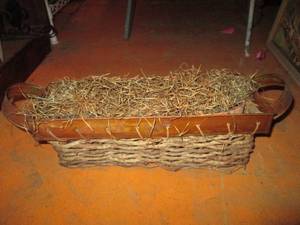 lot 454 image: Wicker Rattan and wood framed oblong planter with Spanish moss