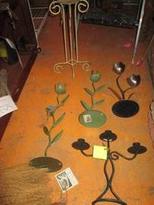 lot 455 image: (5) assorted metal candle holders...