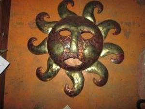 lot 456 image: Pieced metal Sun wall decor...