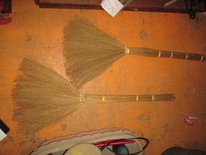 lot 462 image: Pair of Wicker Rattan style broom decor