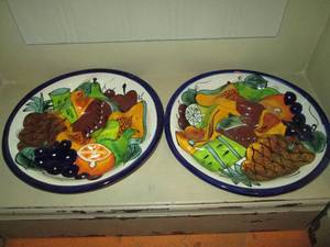 lot 484 image: Pair of Mexican Talavera compartmentalized serving trays