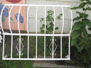 lot 663 image: Metal white forged steel window protector from Mexico, fence section or possible other uses 68 wide 4 feet tall