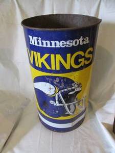 lot 203 image: MN Vikings cylinder tin trash can...