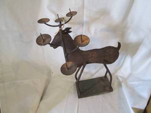 lot 205 image: Rustic metal wildlife candelabra...