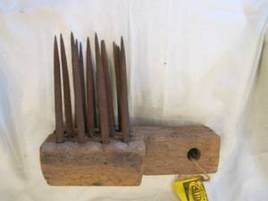 lot 214 image: Primitive wood handle metal spike w...