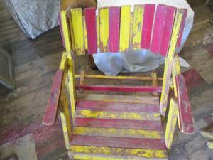 lot 230 image: Vintage Wood patio arm chair...