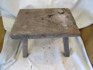 lot 237 image: Vintage hand carved heavy Wood stoo...