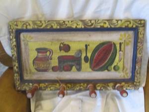 lot 244 image: Hand crafted 4-hook wall hanging co...