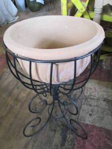 lot 247 image: Metal framed plant stand with clay ...