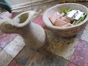 lot 248 image: Cement water pitcher and basin outd...