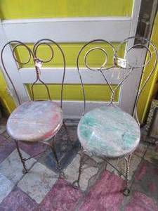 lot 258 image: Rope style Metal framed chairs with...