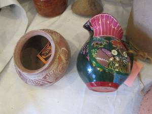 lot 260 image: Assortment of hand painted Clay Pot...
