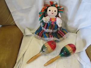 lot 279 image: Hand crafted Mexican doll with hand...